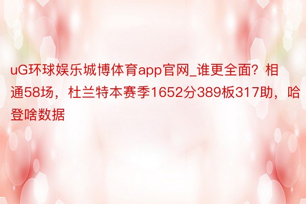 uG环球娱乐城博体育app官网_谁更全面？相通58场，杜兰特本赛季1652分389板317助，哈登啥数据