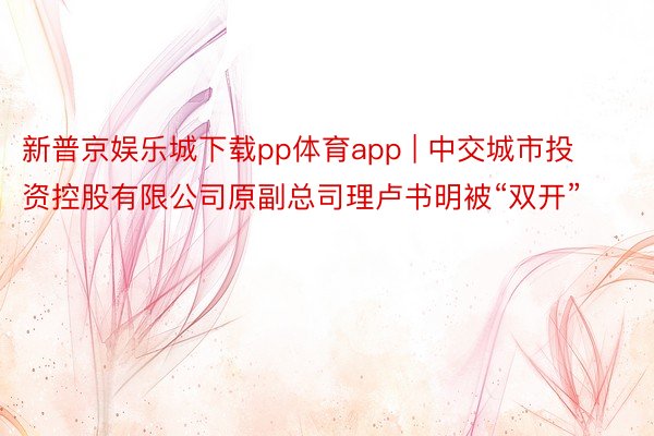 新普京娱乐城下载pp体育app | 中交城市投资控股有限公司原副总司理卢书明被“双开”