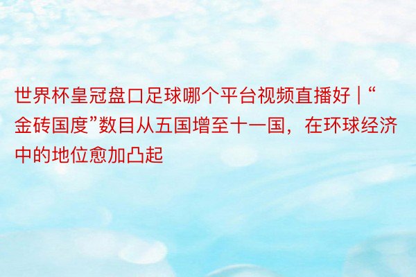 世界杯皇冠盘口足球哪个平台视频直播好 | “金砖国度”数目从五国增至十一国，在环球经济中的地位愈加凸起