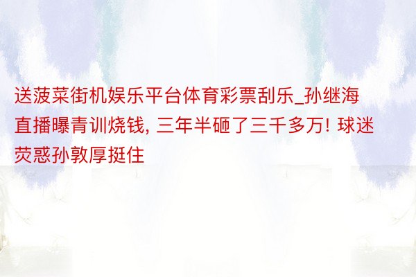 送菠菜街机娱乐平台体育彩票刮乐_孙继海直播曝青训烧钱, 三年半砸了三千多万! 球迷荧惑孙敦厚挺住